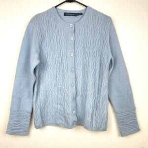 Vintage Womens Cardigan Sz XL Ireland Wool Cashmere Cable Knit Thick Cottage